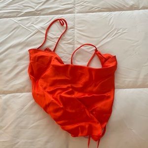 Zara orange wrap halter top